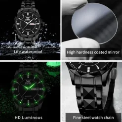OPK Luxury Brand Watch Stainless Steel Business Double Calendar Waterproof Men's Watch Multi functional Night Light Watch