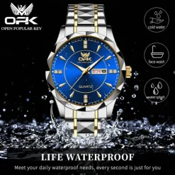 OPK Luxury Brand Watch Stainless Steel Business Double Calendar Waterproof Men's Watch Multi functional Night Light Watch