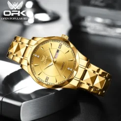 OPK Luxury Brand Watch Stainless Steel Business Double Calendar Waterproof Men's Watch Multi functional Night Light Watch