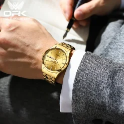 OPK Luxury Brand Watch Stainless Steel Business Double Calendar Waterproof Men's Watch Multi functional Night Light Watch