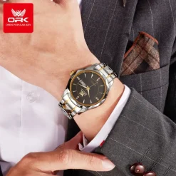OPK Luxury Brand Watch Stainless Steel Business Double Calendar Waterproof Men's Watch Multi functional Night Light Watch