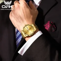 OPK Luxury Brand Watch Stainless Steel Business Double Calendar Waterproof Men's Watch Multi functional Night Light Watch