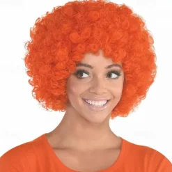Orange Curly Wig For Carnival Fancy Dress Costume Party Accessories Women's Synthetic Curly Hairstyle Wig