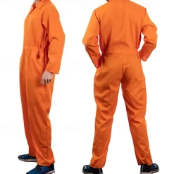 Orange Prisoner Jumpsuit Super Heroes Carnival Costume Jumpsuit Adults' Men's Women's Movie TV Theme Costumes Party Halloween Carnival Easy Carnival Costume