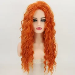 Orange Wig Long Curly Wigs for Women Heat Synthetic Wave Curly Wig Deep Curly Wigs for Daily Party Costume Wig For Carnival