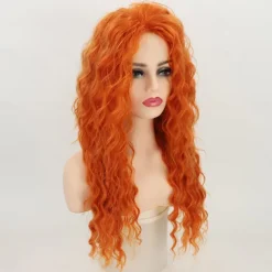 Orange Wig Long Curly Wigs for Women Heat Synthetic Wave Curly Wig Deep Curly Wigs for Daily Party Costume Wig For Carnival