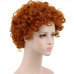 Orange Wigs for Women Synthetic Wig Curly Pixie Cut Wig Short Red Synthetic Hair 8 Inch Women's Synthetic Red