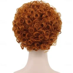 Orange Wigs for Women Synthetic Wig Curly Pixie Cut Wig Short Red Synthetic Hair 8 Inch Women's Synthetic Red