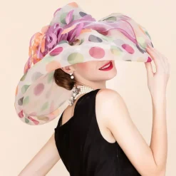 Organza Kentucky Hat / Fascinators / Hats with Flower 1pc Wedding / Special Occasion / Casual Headpiece dress to impress Race Day Dress