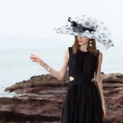 Organza Kentucky Hat / Fascinators / Hats with Flower 1pc Wedding / Special Occasion / Casual Headpiece dress to impress Race Day Dress