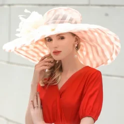 Organza Kentucky Hat / Fascinators / Hats with Flower 1pc Wedding / Special Occasion / Casual Headpiece dress to impress Race Day Dress