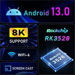 Original H96 MAX RK3528 Smart TV Box Android13.0 BT5.0 8K UHD SPDIF 2.4G/5G WiFi6 Fast TV Box 3D HDR Youtube Netflix TV Prefix