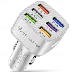 OTOLAMPARA 6USB Charger Cigarette Lighter Socket QC3.0Charger In Car Adapter Accesso For Iphone14 Pro Max Car For Samsung Huawei Xiaomi Redmi Car Charger QC3.0