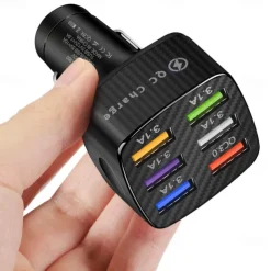 OTOLAMPARA 6USB Charger Cigarette Lighter Socket QC3.0Charger In Car Adapter Accesso For Iphone14 Pro Max Car For Samsung Huawei Xiaomi Redmi Car Charger QC3.0