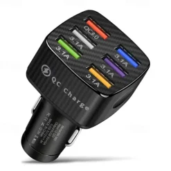 OTOLAMPARA 6USB Charger Cigarette Lighter Socket QC3.0Charger In Car Adapter Accesso For Iphone14 Pro Max Car For Samsung Huawei Xiaomi Redmi Car Charger QC3.0