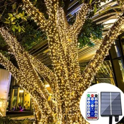 Outdoor Fairy String Lights Solar 30m-300LEDs 50m-500LEDs Waterproof Remote Control Tree Lights Christmas Wedding Party Holiday Garden Street Tree House Decoration