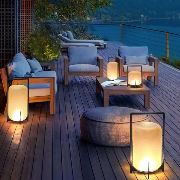 Outdoor Floor Lamp Outdoor Floor Lamp Patio Waterproof Rattan Outdoor Decoration Suitable for Porch, Patio,Garden, Deck, Lawn