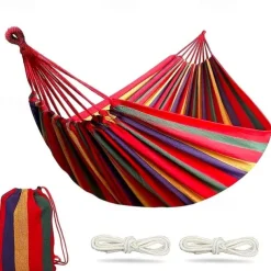 Outdoor Garden Camping Hammock With Tree Straps For Hanging, Durable Hammock Holds Up To 450lbs, Portable Hammock With Travel Bag Perfect For Outdoor/Indoor Patio Backyard Camping