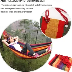 Outdoor Garden Camping Hammock With Tree Straps For Hanging, Durable Hammock Holds Up To 450lbs, Portable Hammock With Travel Bag Perfect For Outdoor/Indoor Patio Backyard Camping