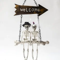 Outdoor Halloween Decor Scary Voice Effects LED Hanging Decor Decorations Outdoor Scary Skeleton with Light Up Eyes Swing Flying for Yard Garden Patio Cute Halloween Decor