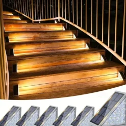 Outdoor IP67 Waterproof Solar Step Light Outdoor Stair Lights LED Lens Design Super Bright Anti-theft Stair Light Decor Lighting For Garden Deck Garden Lamp Landscape Lights 1X 2X