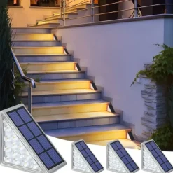 Outdoor IP67 Waterproof Solar Step Light Outdoor Stair Lights LED Lens Design Super Bright Anti-theft Stair Light Decor Lighting For Garden Deck Garden Lamp Landscape Lights 1X 2X