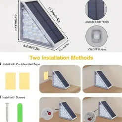 Outdoor IP67 Waterproof Solar Step Light Outdoor Stair Lights LED Lens Design Super Bright Anti-theft Stair Light Decor Lighting For Garden Deck Garden Lamp Landscape Lights 1X 2X