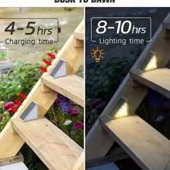 Outdoor IP67 Waterproof Solar Step Light Outdoor Stair Lights LED Lens Design Super Bright Anti-theft Stair Light Decor Lighting For Garden Deck Garden Lamp Landscape Lights 1X 2X