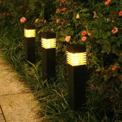 Outdoor LED Lawn Lamp IP65 Waterproof Outdoor Garden Post Bollard Light Column Lamp Aluminum Pathway Driveway Floor Lawn Landscape Lighting Plug-In Lights Villa Yard Path Camping Party Decoration