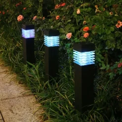 Outdoor LED Lawn Lamp IP65 Waterproof Outdoor Garden Post Bollard Light Column Lamp Aluminum Pathway Driveway Floor Lawn Landscape Lighting Plug-In Lights Villa Yard Path Camping Party Decoration