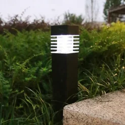 Outdoor LED Lawn Lamp IP65 Waterproof Outdoor Garden Post Bollard Light Column Lamp Aluminum Pathway Driveway Floor Lawn Landscape Lighting Plug-In Lights Villa Yard Path Camping Party Decoration