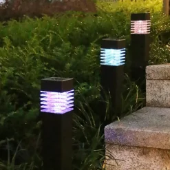 Outdoor LED Lawn Lamp IP65 Waterproof Outdoor Garden Post Bollard Light Column Lamp Aluminum Pathway Driveway Floor Lawn Landscape Lighting Plug-In Lights Villa Yard Path Camping Party Decoration