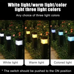 Outdoor LED Lawn Lamp IP65 Waterproof Outdoor Garden Post Bollard Light Column Lamp Aluminum Pathway Driveway Floor Lawn Landscape Lighting Plug-In Lights Villa Yard Path Camping Party Decoration