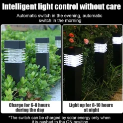 Outdoor LED Lawn Lamp IP65 Waterproof Outdoor Garden Post Bollard Light Column Lamp Aluminum Pathway Driveway Floor Lawn Landscape Lighting Plug-In Lights Villa Yard Path Camping Party Decoration