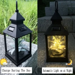 Outdoor LED Solar Plant Star Lights Retro Lantern Night Light Waterproof Hanging Solar Lamp for Garden Terrace Wedding Party Holiday Seaside Party Outdoor Courtyard Decoration 1pc