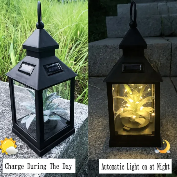 Outdoor LED Solar Plant Star Lights Retro Lantern Night Light Waterproof Hanging Solar Lamp for Garden Terrace Wedding Party Holiday Seaside Party Outdoor Courtyard Decoration 1pc