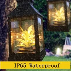 Outdoor LED Solar Plant Star Lights Retro Lantern Night Light Waterproof Hanging Solar Lamp for Garden Terrace Wedding Party Holiday Seaside Party Outdoor Courtyard Decoration 1pc