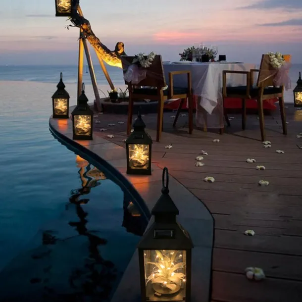 Outdoor LED Solar Plant Star Lights Retro Lantern Night Light Waterproof Hanging Solar Lamp for Garden Terrace Wedding Party Holiday Seaside Party Outdoor Courtyard Decoration 1pc