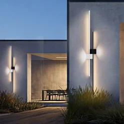 Outdoor LED Wall Lamp Curved Design Waterproof 80cm Modern Indoor Double-Head Wall Light Up Down Lighting for Bedroom Warm Light 1PCS