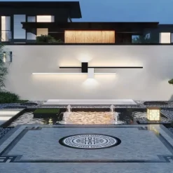 Outdoor LED Wall Lamp Curved Design Waterproof 80cm Modern Indoor Double-Head Wall Light Up Down Lighting for Bedroom Warm Light 1PCS