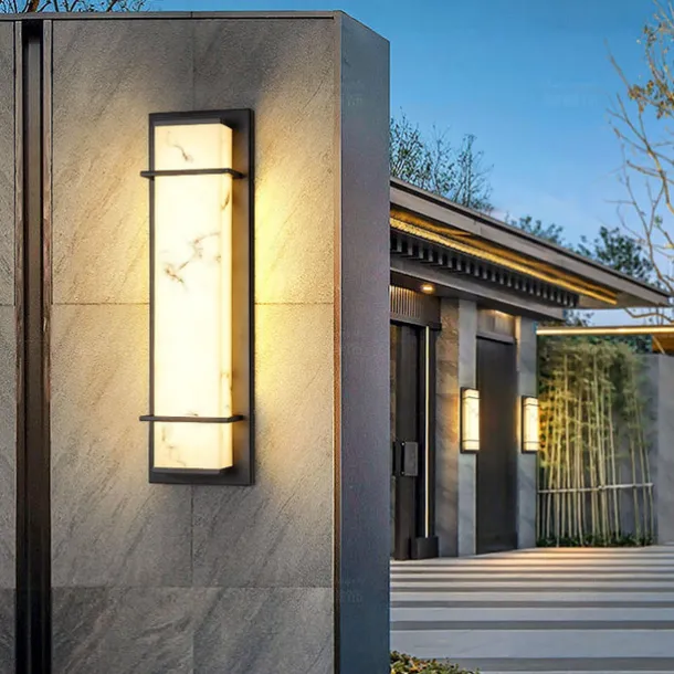 Outdoor LED Wall Lamp Line Design Waterproof Lighting Indoor Marble Wall Light Modern Bedroom Warm White Light 1PCS