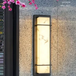 Outdoor LED Wall Lamp Line Design Waterproof Lighting Indoor Marble Wall Light Modern Bedroom Warm White Light 1PCS