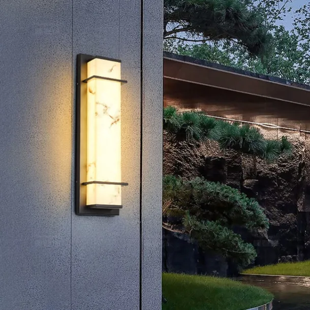 Outdoor LED Wall Lamp Line Design Waterproof Lighting Indoor Marble Wall Light Modern Bedroom Warm White Light 1PCS