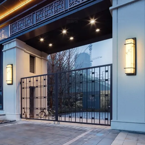 Outdoor LED Wall Lamp Line Design Waterproof Lighting Indoor Marble Wall Light Modern Bedroom Warm White Light 1PCS