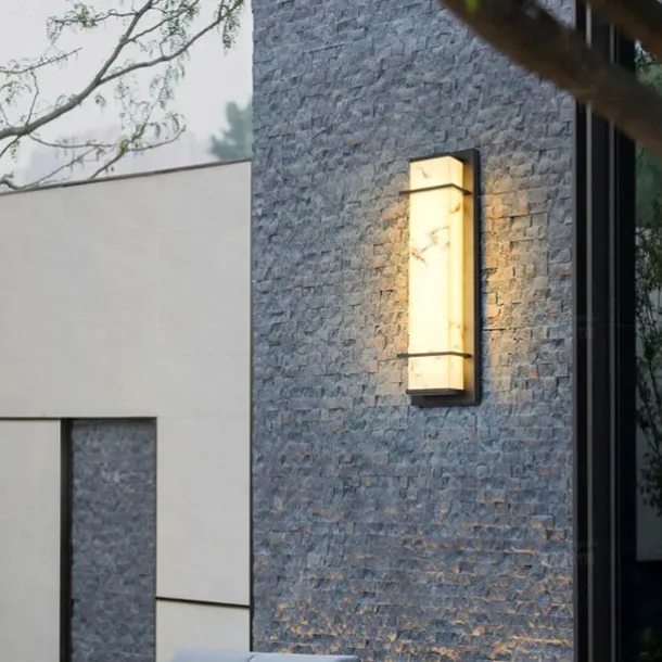 Outdoor LED Wall Lamp Line Design Waterproof Lighting Indoor Marble Wall Light Modern Bedroom Warm White Light 1PCS