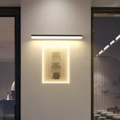 Outdoor LED Wall Lamp Line Design IP65 Waterproof Acrylic Metal 80/90cm Indoor Wall Light Modern Bedroom Warm White Light 110-240V