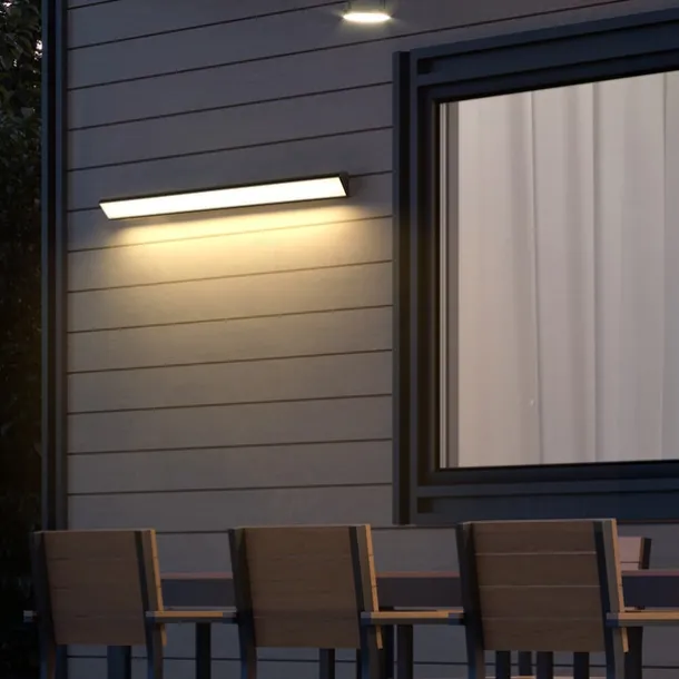 Outdoor LED Wall Lamp Line Design IP65 Waterproof Acrylic Metal 80/90cm Indoor Wall Light Modern Bedroom Warm White Light 110-240V