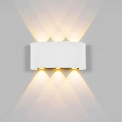 Outdoor LED Wall Lamp Waterproof 6W Up and Down Lighting Indoor Double-Head Curved Wall Light Modern Bedroom Warm White Light