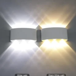 Outdoor LED Wall Lamp Waterproof 6W Up and Down Lighting Indoor Double-Head Curved Wall Light Modern Bedroom Warm White Light