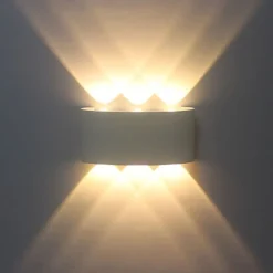 Outdoor LED Wall Lamp Waterproof 6W Up and Down Lighting Indoor Double-Head Curved Wall Light Modern Bedroom Warm White Light